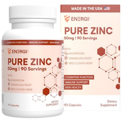 ENERGI Zinc Blend with Vitamin A, B-3 B-6, Immune Support Supplement with Marshmellow Root, Dandelion Root Extract Shiitake Mushroom, 90 Zinc Supplements Capsules