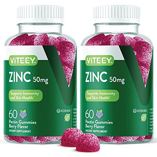Zinc Gummies Adult Teens - 50mg - Immune Health Support Antioxidant Support - Vitamin Zinc Supplement - Vegan, Gelatin Free, GMO Free - Tasty Chewable Berry Flavored Gummy