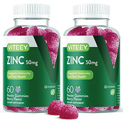 Zinc Gummies Adult Teens - 50mg - Immune Health Support Antioxidant Support - Vitamin Zinc Supplement - Vegan, Gelatin Free, GMO Free - Tasty Chewable Berry Flavored Gummy