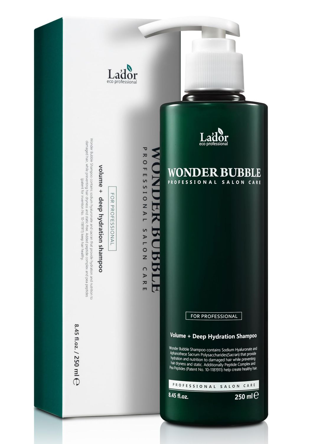 LA&#39;DOR Wonder Bubble Volumizing Anti Frizz Moisture Shampoo for Dry Hair w 8 Peptides, Keratin, Sacran, Hyaluronic Acid, Urea for Fine Damaged Frizzy Curly Hair - Paraben Free 8.5 Fl Oz LADOR Korea