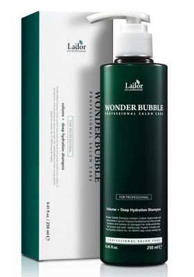 LA&#39;DOR Wonder Bubble Volumizing Anti Frizz Moisture Shampoo for Dry Hair w 8 Peptides, Keratin, Sacran, Hyaluronic Acid, Urea for Fine Damaged Frizzy Curly Hair - Paraben Free 8.5 Fl Oz LADOR Korea