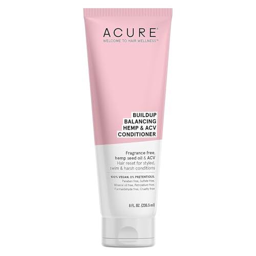 Acure Buildup Balancing Hemp Apple Cider Vinegar Conditioner 100 Vegan Resets Balances Hair for Styled, Swim Harsh Conditions Fragrance Free Formula 8 Fl Oz