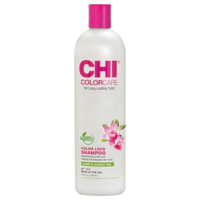 CHI ColorCare Color Lock Shampoo, Locks In Color Replenishes Moisture For Color-Treated Hair, Sulfate, Paraben, Cruelty-Free, 25 Oz