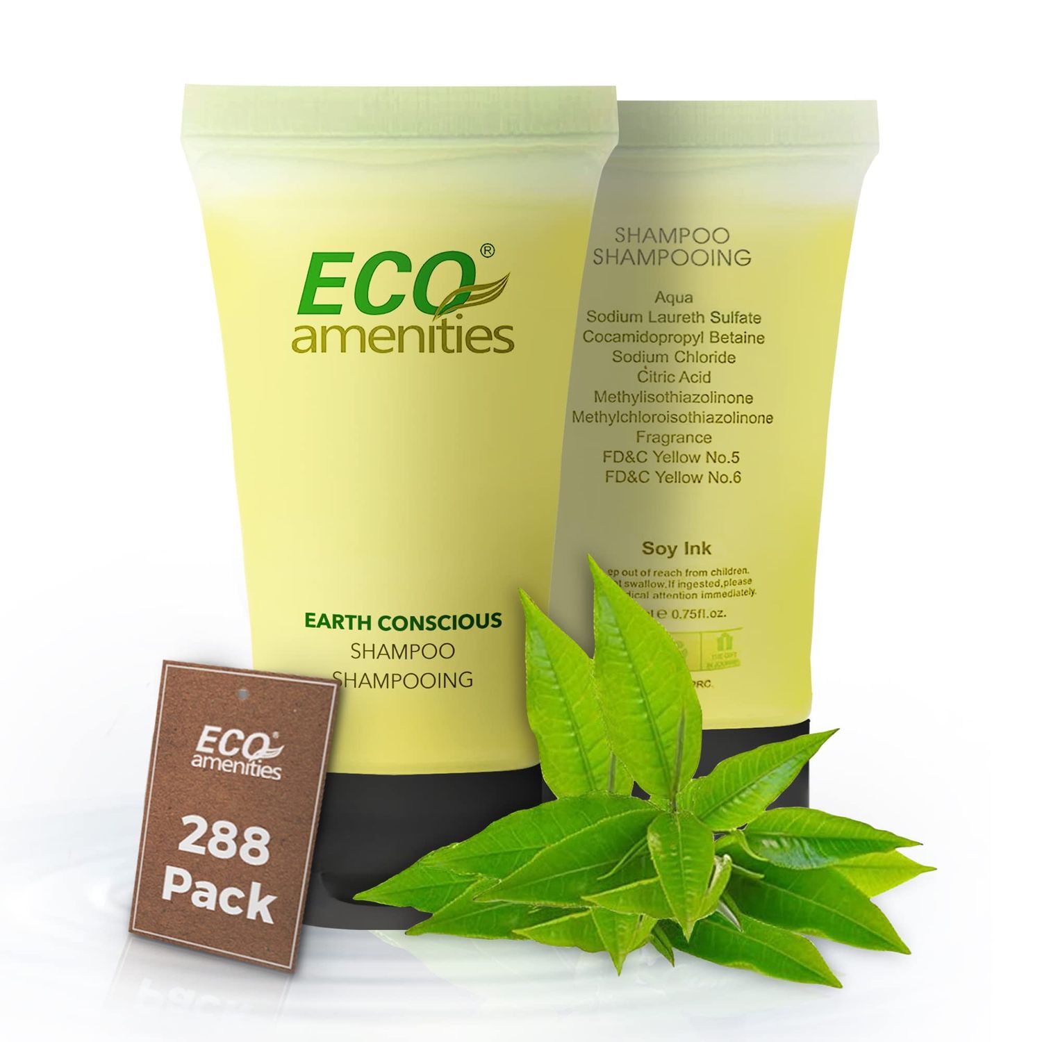 Eco Amenities Travel Size Shampoo Bulk - Hotel Mini Shampoo Supplies for Guests - Refreshing Bulk Travel Size Toiletries for AirBnB and Rentals - 0.75 fl oz (22ml) per tube, 288 pack, Green Tea Scent