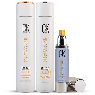 GK HAIR Global Keratin Moisturizing Shampoo and Conditioner Sets (10.1 Oz300ml) with Leave In Cashmere Smoothing Styling Cream (1.69 Fl Oz50ml) for Color Treated Dry Damaged Frizzy Hair