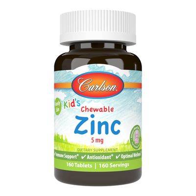 Carlson - Kid&#39;s Chewable Zinc, 5 mg, Health Support, Natural Mixed Berry Flavor, 160 Tablets