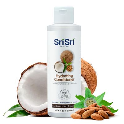 SRI SRI TATTVA Hydrating Conditioner for Smooth and Shiny Hair - Ayurvedic Hair Conditioner with Bhringraj and Aloe Vera to Restore Hair Shine and Moisture - Natural Hair Care Treatment (200 ml)