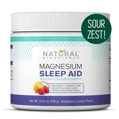 Magnesium Sleep Night Time Powder - Magnesium Citrate, Magnesium Glycinate with Melatonin, L-Theanine and GABA Sleep Aid, Natural Sleep Supplement, Vegan, Gluten-Free, Raspberry Lemon Flavor