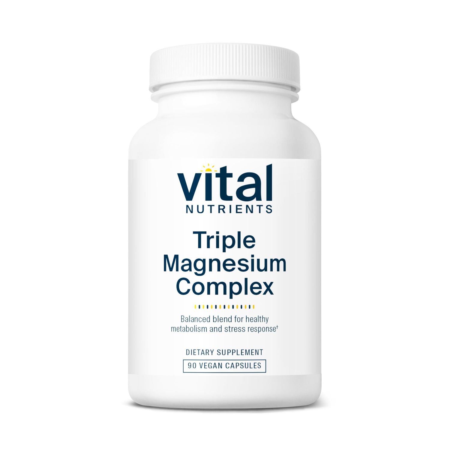 Vital Nutrients Triple Magnesium Complex Supplement Vegan Magnesium Glycinate, Malate Oxide 250mg Easily Absorbed Magnesium Supplement for Stress, Muscle, Heart, Bone Support 90 Capsules