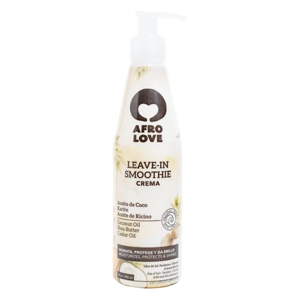 Afro Love Leave-In Conditioner for Curly Hair - Hydrating Frizz Control - Curl Defining Cream with Coconut Oil, Shea Butter Castor Oil - Sulfate-Free, Silicone-Free, Paraben-Free - 10 oz