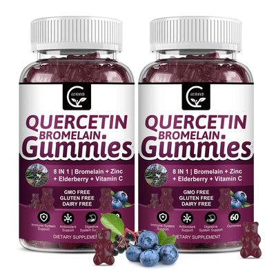 (2 Pack) Quercetin Gummies - Quercetin with Bromelain 2378mg - Blend with Elderberry, Echinacea Purpurea Extract, Zinc, Vitamin C,D3,K2, Complex Supports Immune, Cardiovascular Respiratory Function