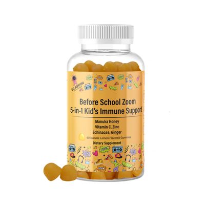Generic 5-in-1 Kid&#39;s Immune Support Gummy, Manuka Honey, Vitamin C, Zinc, Echinacea, Ginger, Gummy Supplement, Essential Immune Support Gummies for Daily Use, Natural Citrus Flavored - 60 Count