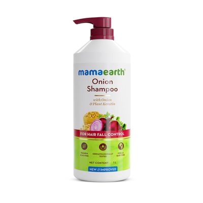 MAMAEARTH Onion Shampoo for Hair Growth Loss Control Moisturizing Gentle Scalp Cleanser with Plant Keratin Sulfate Paraben Free 33.81 Fl Oz (1L)