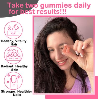 Biotin Gummies 10000mcg Supplements - with Vitamin C, A, D, B-Complex, Folate, Zinc for Women Girls- Vegan Biotin Hair Growth Gummy for Healthy Hair and Nails, Non-GMO, Strawberry, 120 Bear