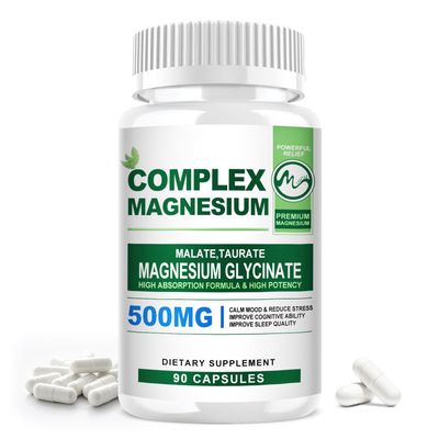 M inch Magnesium Complex Capsules 500MG Blend with Glycinate L-threonate Taurate Malate and Glucose - 90