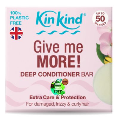 KinKind Give me MORE! Deep Conditioner Bar for Damaged, Frizzy Curly Hair. Extra Care Protection. Vegan Cruelty Free. Upto 50 washes! 40g