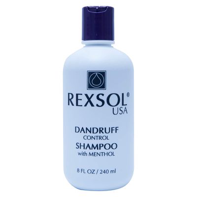 REXSOL Dandruff Control SHAMPOO with MENTHOL Contains Vitamin E, Keratin Protein Rosemary Extract Helps prevent further flaking and itching protect the natural moisture balance(240 ml8 fl oz)