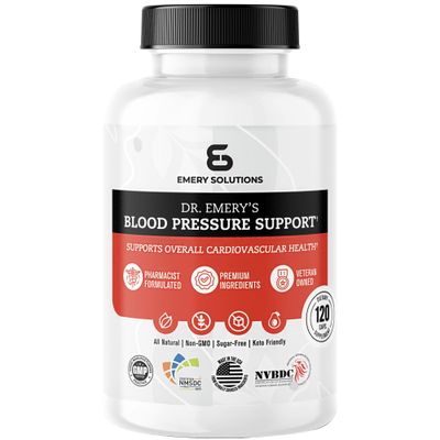 Dr Emery&#39;s Blood Pressure Support Supplement with Magnesium, Zinc, Vitamin D3, Potassium, Vegan-Approved, Sugar-Free, Formulated by Clinical Pharmacist, 120 Capsules, 30 Day Supply