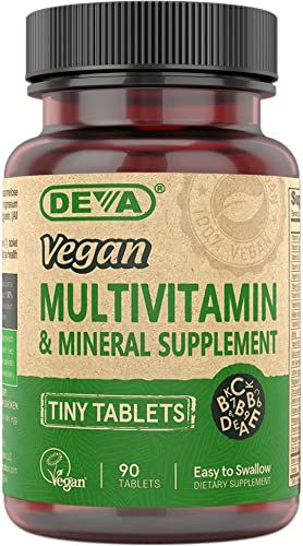 DEVA Vegan Multivitamin for Women Men with Iron, Vitamin C, E, B Complex Vitamins, Zinc, 90 Tiny Tablets