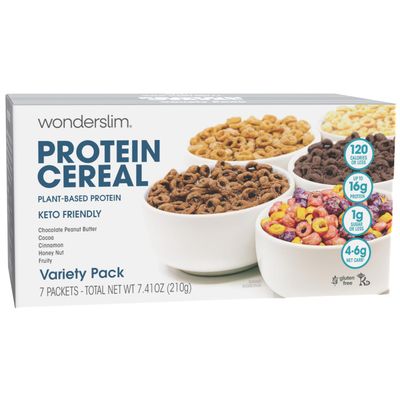 WonderSlim Protein Cereal, Variety Pack, Low Sugar, Gluten Free, Keto Friendly Low Carb (7ct)