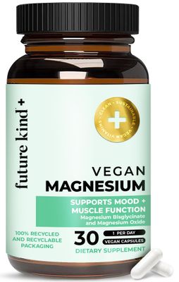Future Kind Vegan Chelated Magnesium Supplement - Most Bioavailable 6X More Potent Magnesium Capsules - Supports Sleep, Energy Muscle Functions (30ct)