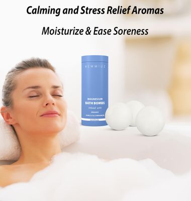 Magnesium Bath Bombs Post Workout Recovery Sore Muscles Tension Epsom Salt Luxury Bubble Bath Spa Essential Oil Infused Bath Bombs Vanilla Cinnamon Orange Perfect Stocking Stuffers Gift