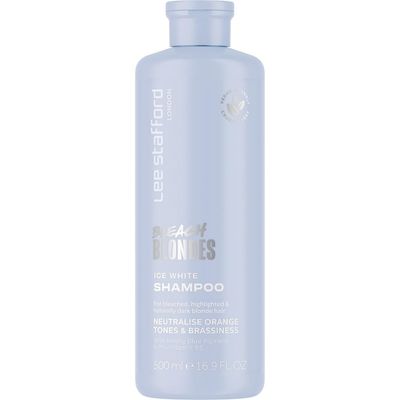 Lee Stafford Blue Toning Shampoo Bleach Blonde Ice White Collection - Corrects Brassy Orange Tones, Best for Highlighted, Cool Hair, Color Extend Treatment, Hydrating, 16.9 Fl Oz
