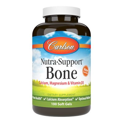 Carlson - Nutra-Support Bone, Calcium, Magnesium Vitamin D3, Bone Health, Calcium Absorption Optimal Wellness, 100 Softgels