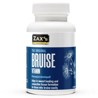 ZAX&#39;S Bruise Vitamin Pharmacist Developed Bruising Supplements Potent Bruising Swelling Reducer, Zinc, Vitamin K, D3, Ascorbic Acid, Citrus Bioflavonoids, 60 Caps, Combine Arnica Bruise Cream