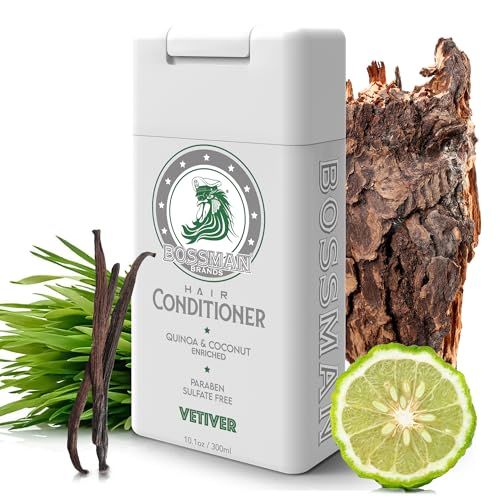 Bossman Moisturizing Hair Conditioner for Men - Stimulates, Hydrates, Soothes Men&#39;s Hair and Scalp - Natural Quinoa Coconut Enriched - Paraben Sulfate Free (Vetiver X Scent)