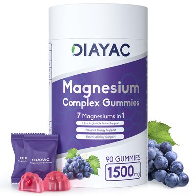 Magnesium Complex Gummies 1500mg,90 Counts Magnesium Supplement Chewable Gummies for Women Men, Magnesium for Sleep, Body Support and Relaxation