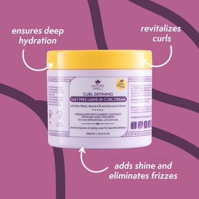 Nature Spell Leave in Curl Cream, 13.52 Fl Oz, Leave in Conditioner for Curly Hair, Infused with Rice Water and Linseed