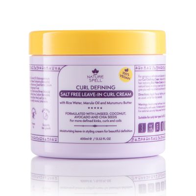 Nature Spell Leave in Curl Cream, 13.52 Fl Oz, Leave in Conditioner for Curly Hair, Infused with Rice Water and Linseed
