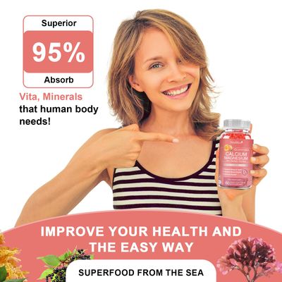 Calcium Gummies with D3,K2,Zinc - Plant Complex Calcium Magnesium Supplement with Glycinate,Potassium,Vitamin C Whole Natural Food for Bone Immune Support- 120 Chewable Gummy Sugar-Free