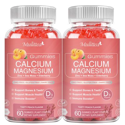 Calcium Gummies with D3,K2,Zinc - Plant Complex Calcium Magnesium Supplement with Glycinate,Potassium,Vitamin C Whole Natural Food for Bone Immune Support- 120 Chewable Gummy Sugar-Free