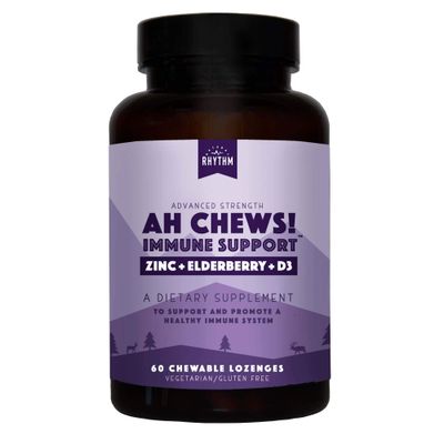 Natural Rhythm Ah Chews! Immune Booster Lozenges for Kids and Adults, No Added Sugar, with Elderberry, Zinc Vitamin D3, 60 Capsules