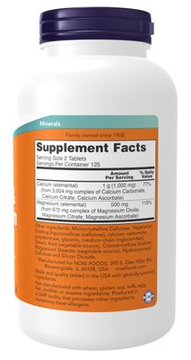NOW Foods Supplements, Calcium Magnesium 2:1 Ratio, High Potency, Supports Bone Health, 250 Tablets
