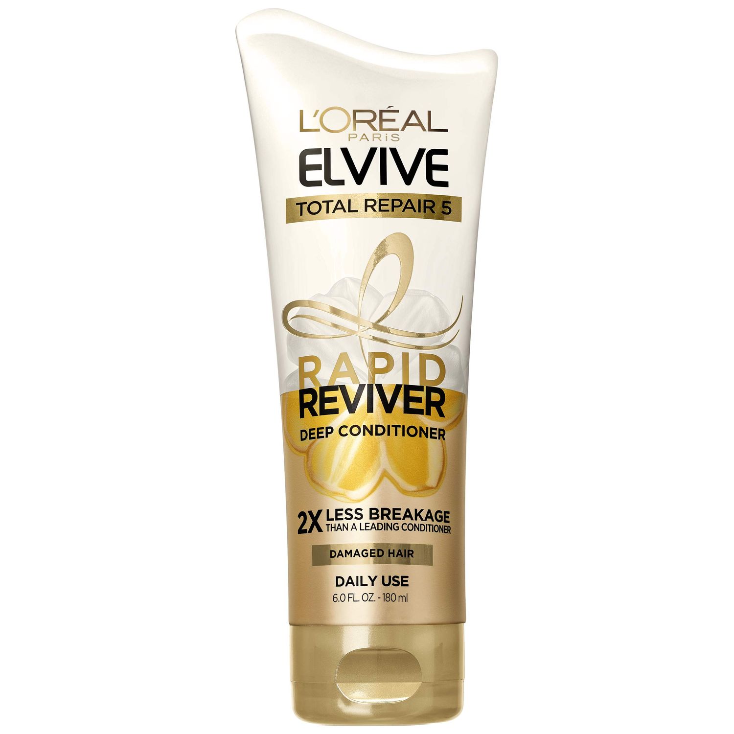 L&#39;Oreal Paris Elvive Total Repair 5 Rapid Reviver Deep Conditioner, Repairs Damaged Hair, No Leave-In Time, Heat Protectant, with Damage Repairing Serum and Protein, 6 oz.