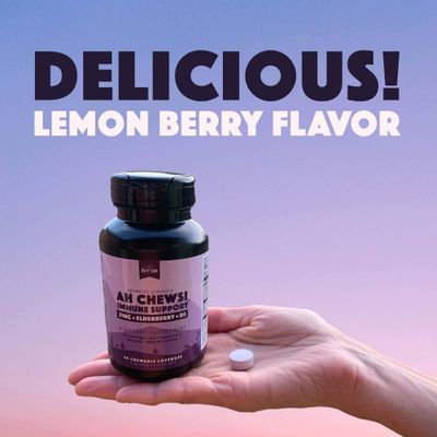 Natural Rhythm Ah Chews! Immune Booster Lozenges for Kids and Adults, No Added Sugar, with Elderberry, Zinc Vitamin D3, 60 Capsules
