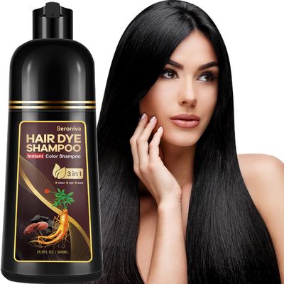 GURKOOYD Black Hair Dye Shampoo 3 in 1, Black Hair Dye For Gray Hair, Black Hair Shampoo, Instant Hair Color Shampoo, Champu Para Canas, Easy To Use
