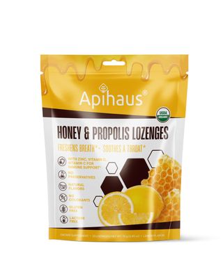Apihaus Honey and Propolis Lozenges Lemon Flavor, Freshens Breath - Soothes a Throat- Immune Support with Vitamin C, Vitamin D and Zinc, 20 Count