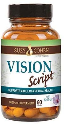 Vision Script with Saffron for Macular, and Retinal Eye Health 60 Servings- Each Capsule Contains Saffron, Black Currant, Lutein, Zeaxanthin, Vitamin C and E, and Zinc Glycinate.