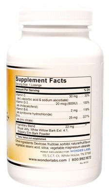 Wonder Laboratories Zinc Lozenges with Vitamin C - Fruit Flavored, Healthy Immune Support Lozenges with 25mg of Zinc Supplement Per Lozenge 30mg of Vitamin C - 100 Lozenges