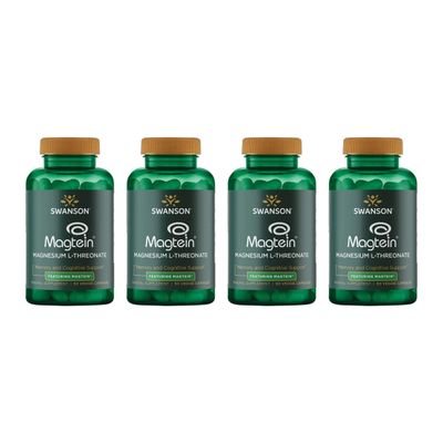 Swanson Magnesium L-Threonate - Mineral Supplement Promoting Nervous System Health - May Support Cognitive Health, Learning Memory - (90 Veggie Capsules) (4 Pack)