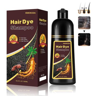 Fvquhvo Instant Black Hair Shampoo Hair Color Shampoo for Gray Hair, 16.9 Fl Oz, Natural long lasting Black Hair Dye Shampoo 3 in 1 for Men Women, Black Shampoo Easy to Use at Home