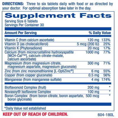 Anabolic Laboratories Bone Support Calcium Complex - 180 Tablets for Bone Health - Vitamins C, D, K, Zinc, Magnesium, and Calcium Supplement for Women and Men