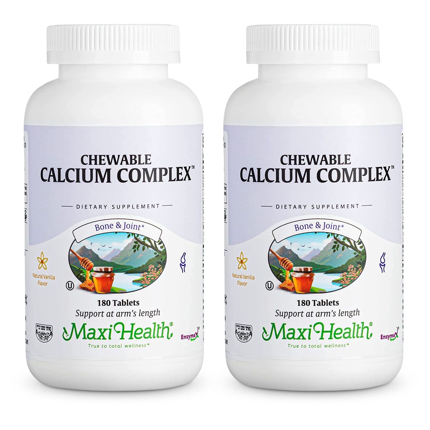 Maxi Health Chewable Calcium Complex - 1000 mg Calcium Supplement wVitamin D3 (1000 IU) Magnesium (400 mg) - Bone, Teeth Joint Support - 180 Count Chews (Pack of 2)