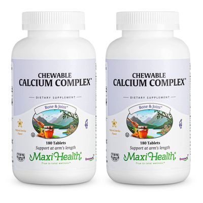 Maxi Health Chewable Calcium Complex - 1000 mg Calcium Supplement wVitamin D3 (1000 IU) Magnesium (400 mg) - Bone, Teeth Joint Support - 180 Count Chews (Pack of 2)