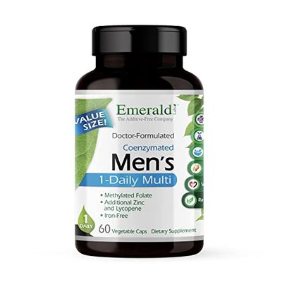 EMERALD LABS Men&#39;s 1 Daily Multi - Additive-Free Men&#39;s Multivitamin - Includes Lycopene, Zinc, Vitamin D3, More - Supports Bones, Prostate Vision - 60 Vegetable Capsules
