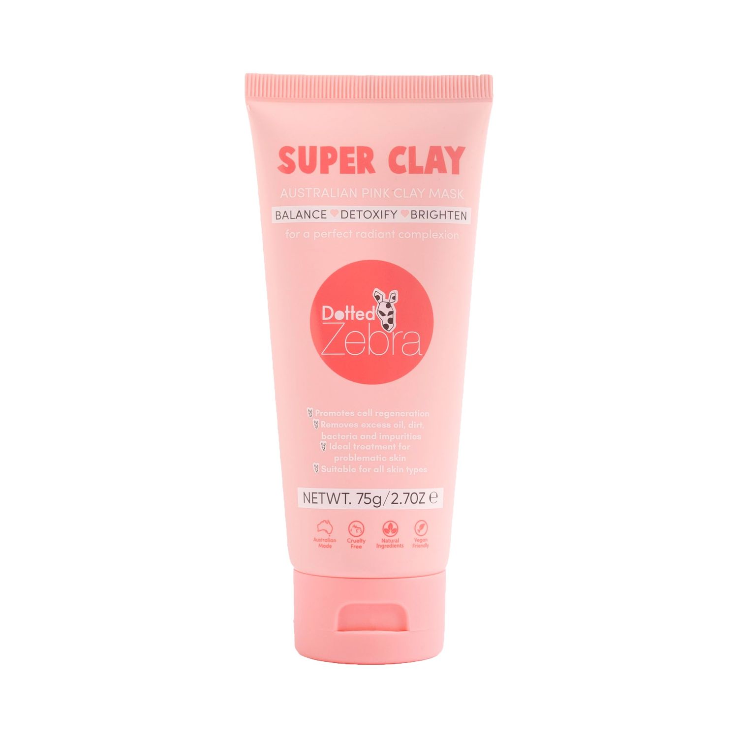 Dotted Zebra Super Clay Face Mask, 2.7 oz - With Kakadu Plum, Magnesium, Zinc and Silica - Nourishing Face Mask - Clay Mask for All Skin Types